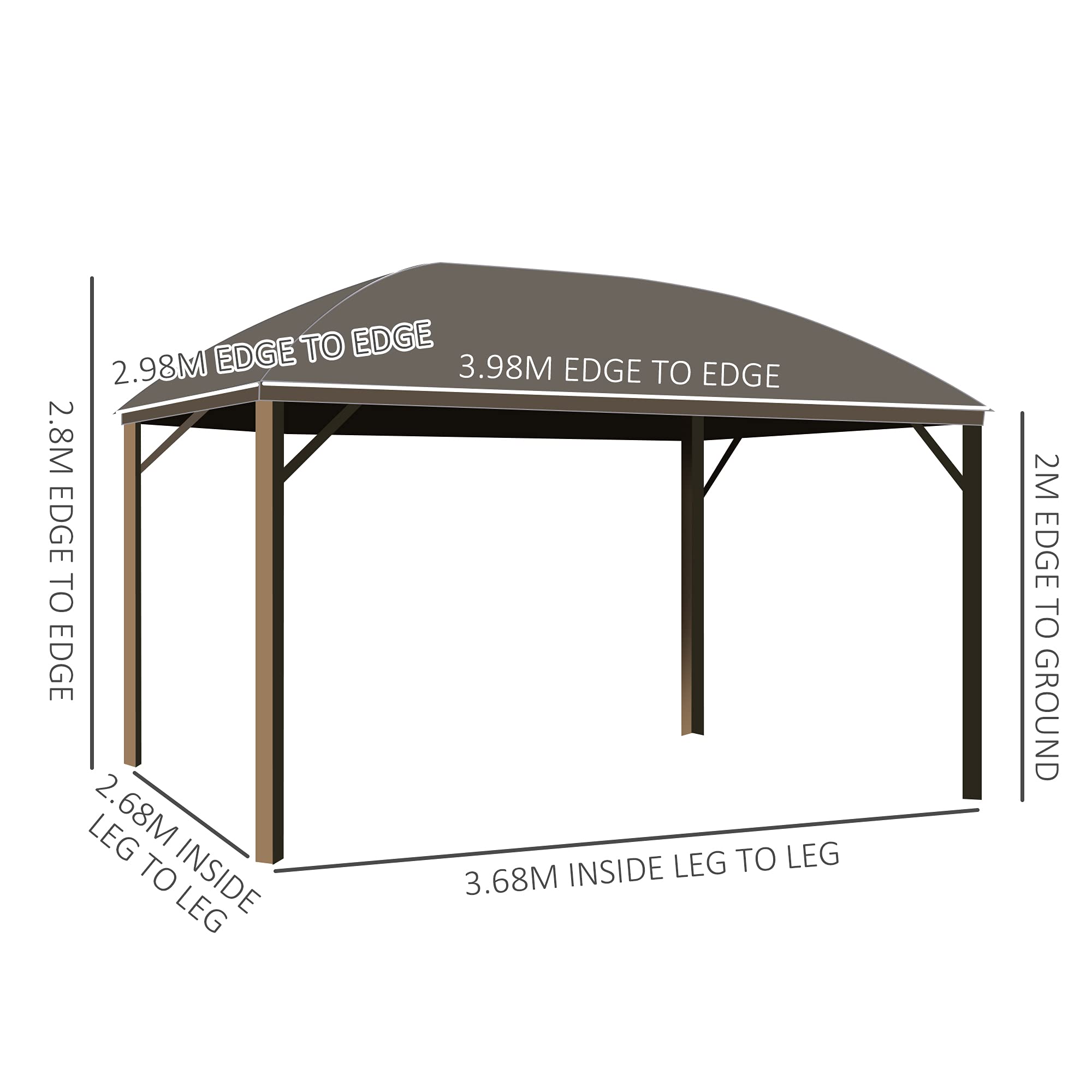 3x4meter Aluminum frame Roof Gazebo Solid Roof Party Galvanized