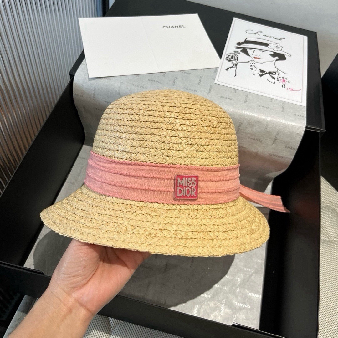 Miss Dior Cloche Raffia Straw Hat