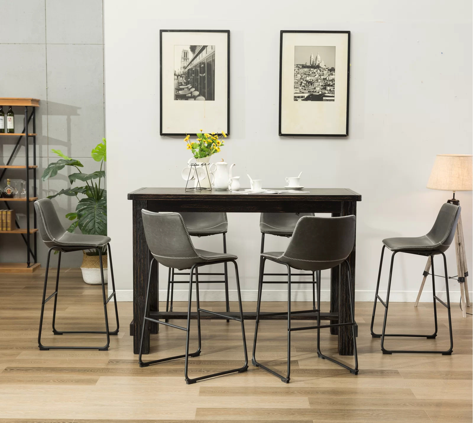 Bamey 6 - Person Bar Height Solid Wood Dining Set