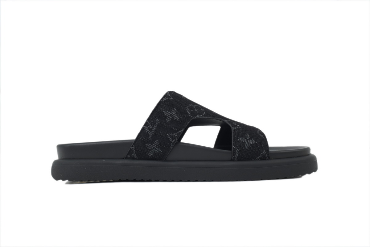 LOUIS VUITTON Oasis Mule Shoes Black Denim Fabric
