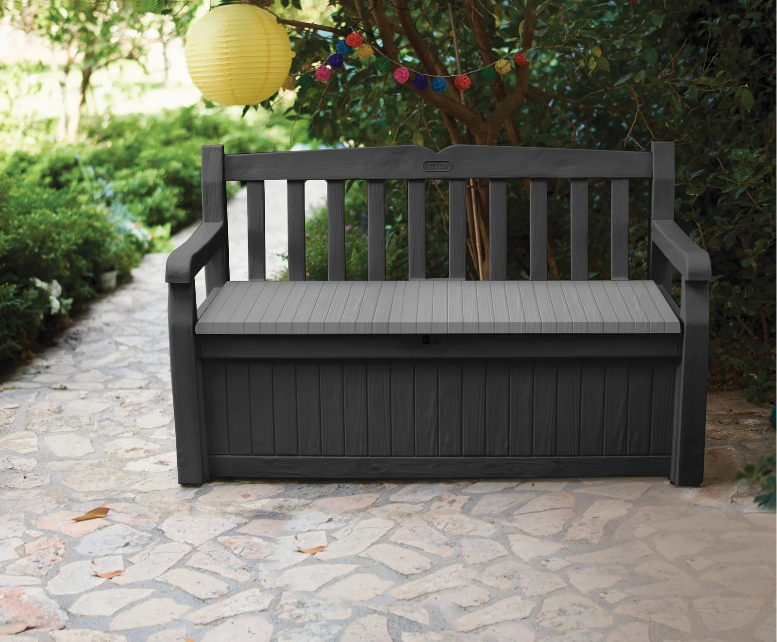 Solana Chic Elegant Wood-Look Storage Bench with Comfy Durable