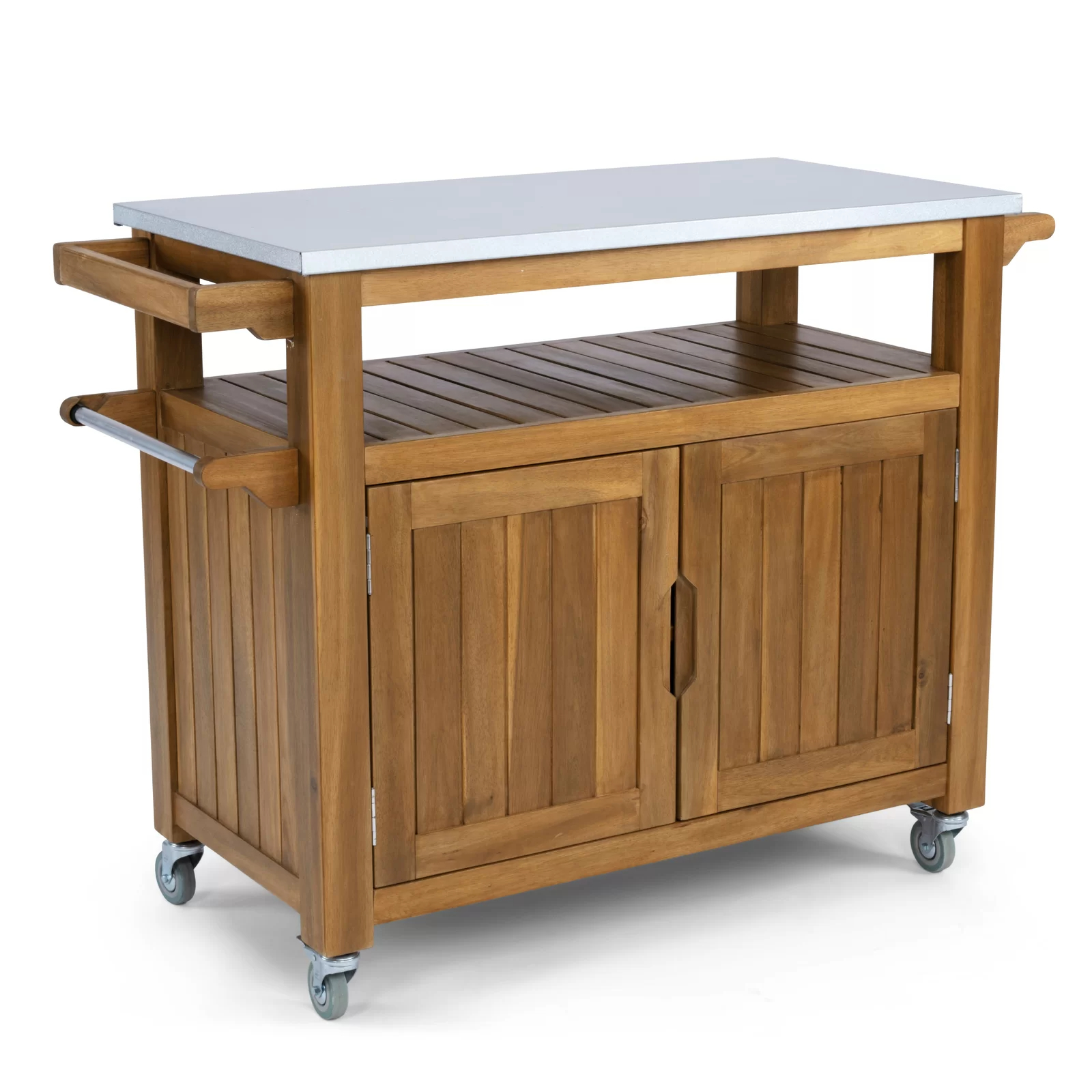 Amagansett Sand & Stable Bar Cart with Solid Wood Outer Material