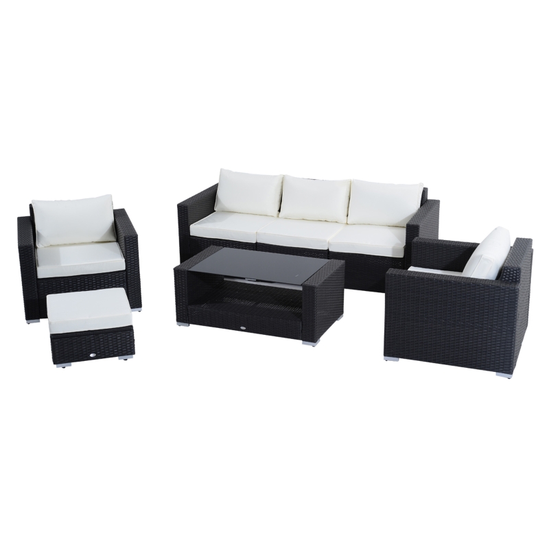 7Pc Rattan Set Patio Furniture Sofa Table Sectional Wicker