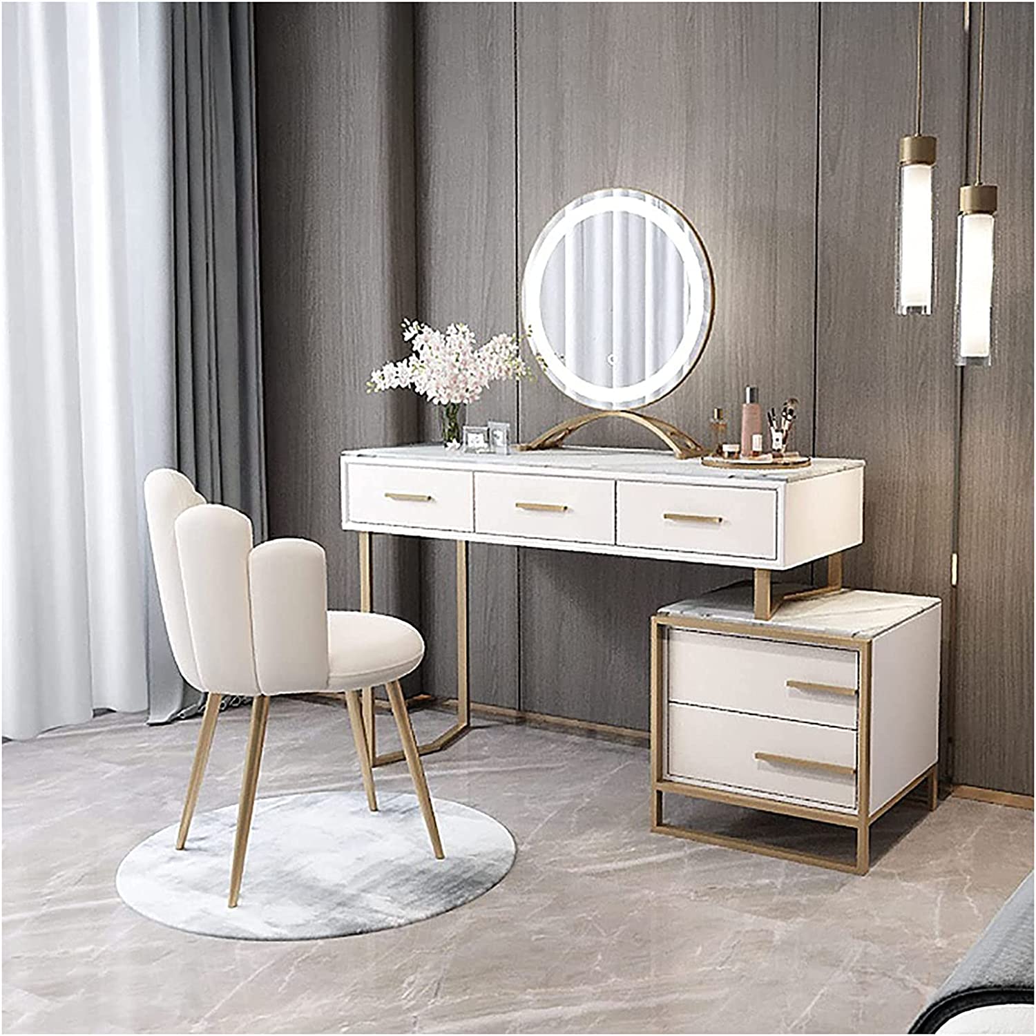 Makeup Table with Marble Textured