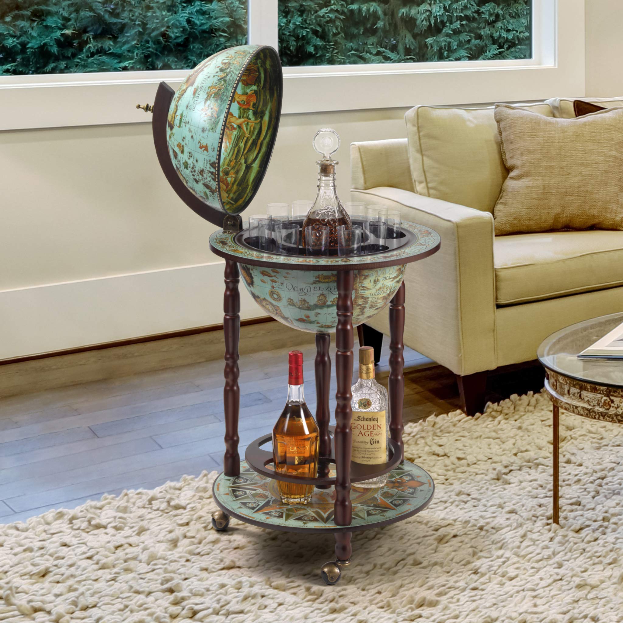 Design Toscano Sixteenth-Century Italian Replica Globe Bar Cart