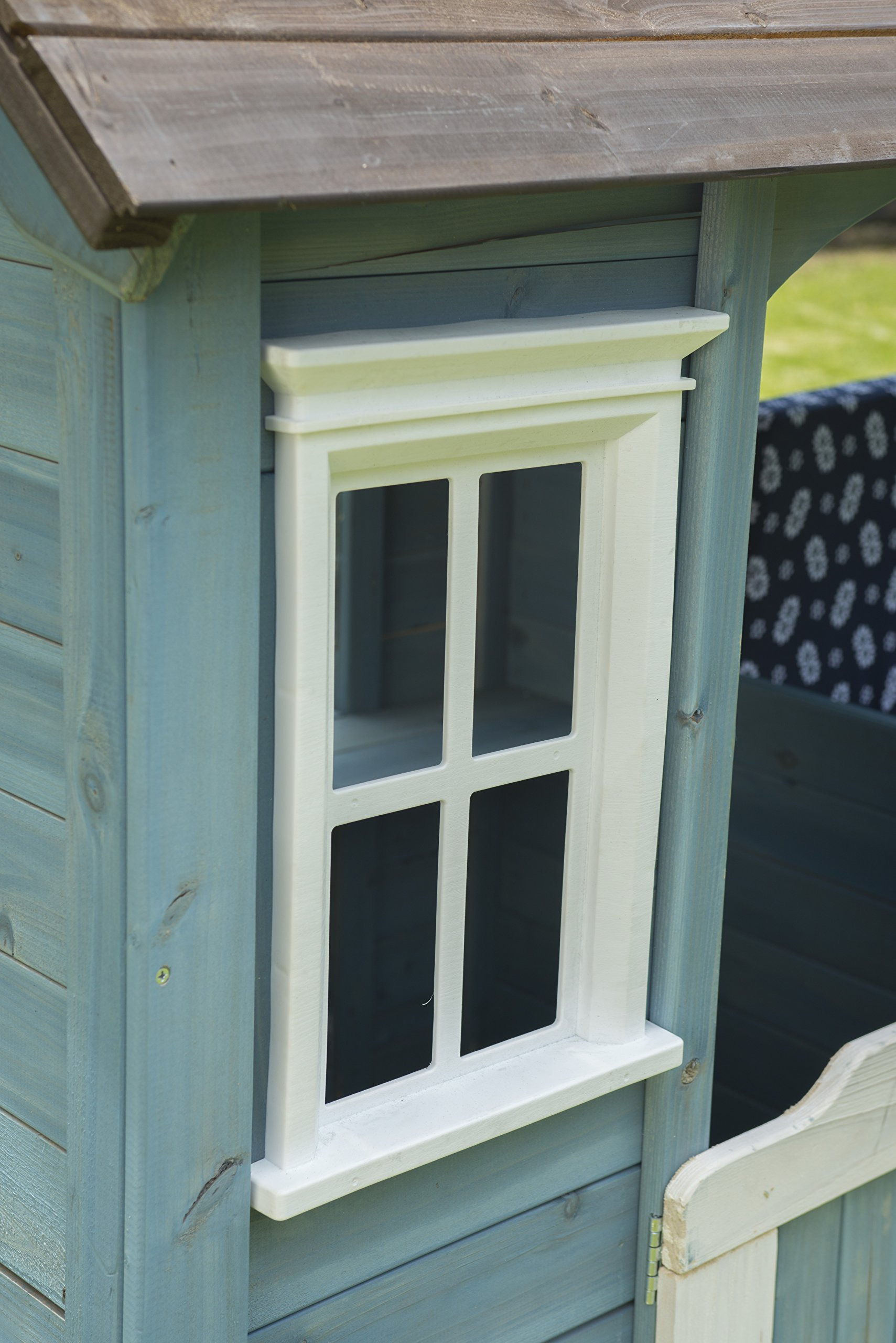 Wooden Playhouse with Bench, Blue