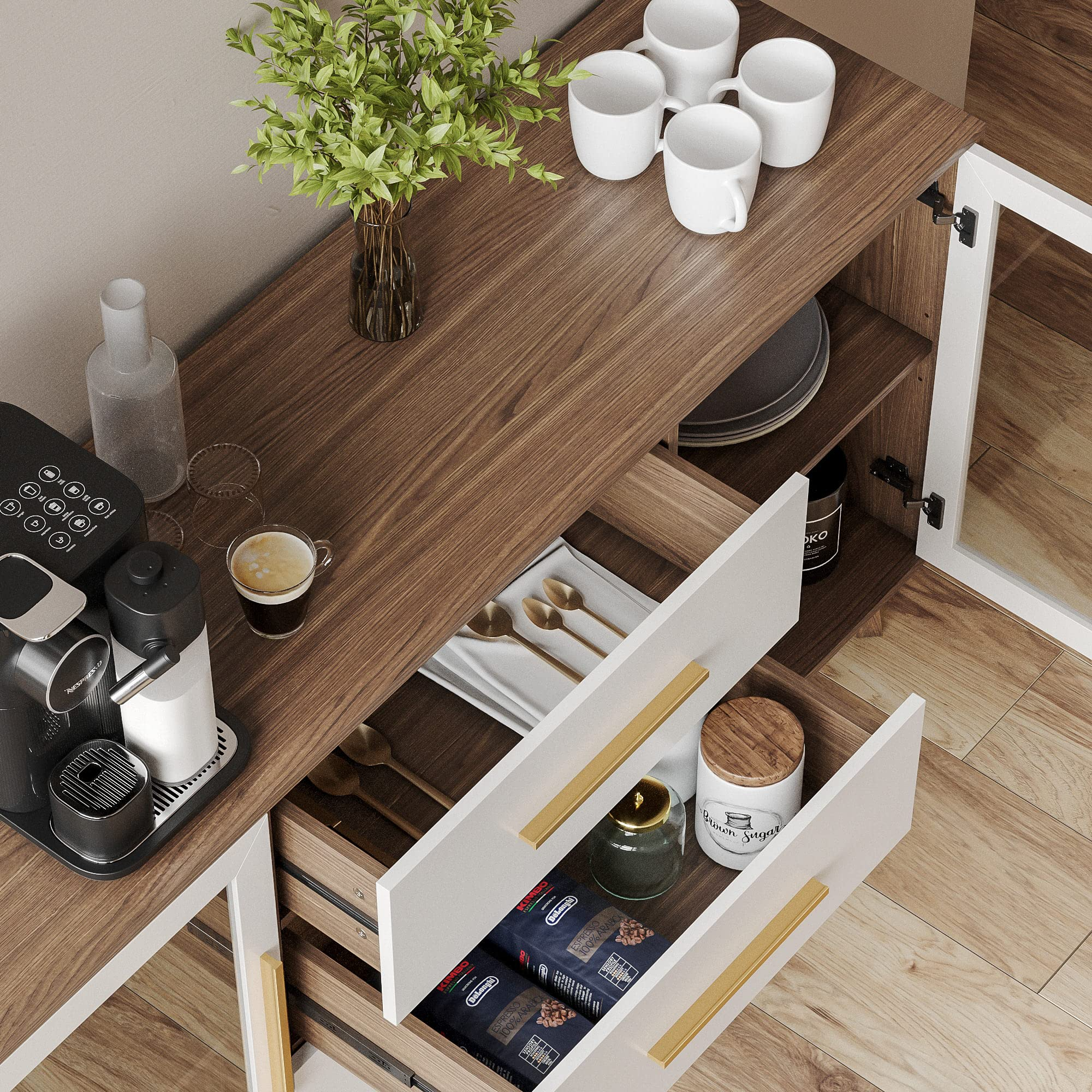 Sideboard Buffet Cabinet with 3 Drawers & 2 Doors