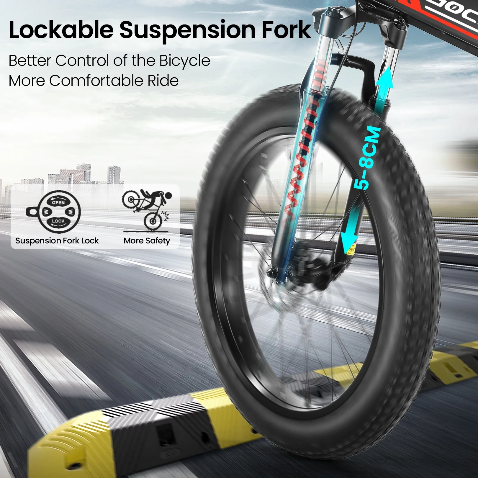 Gocio 26in Folding Fat Tire Electric Bike, 750W Peak, 48V 10.4Ah