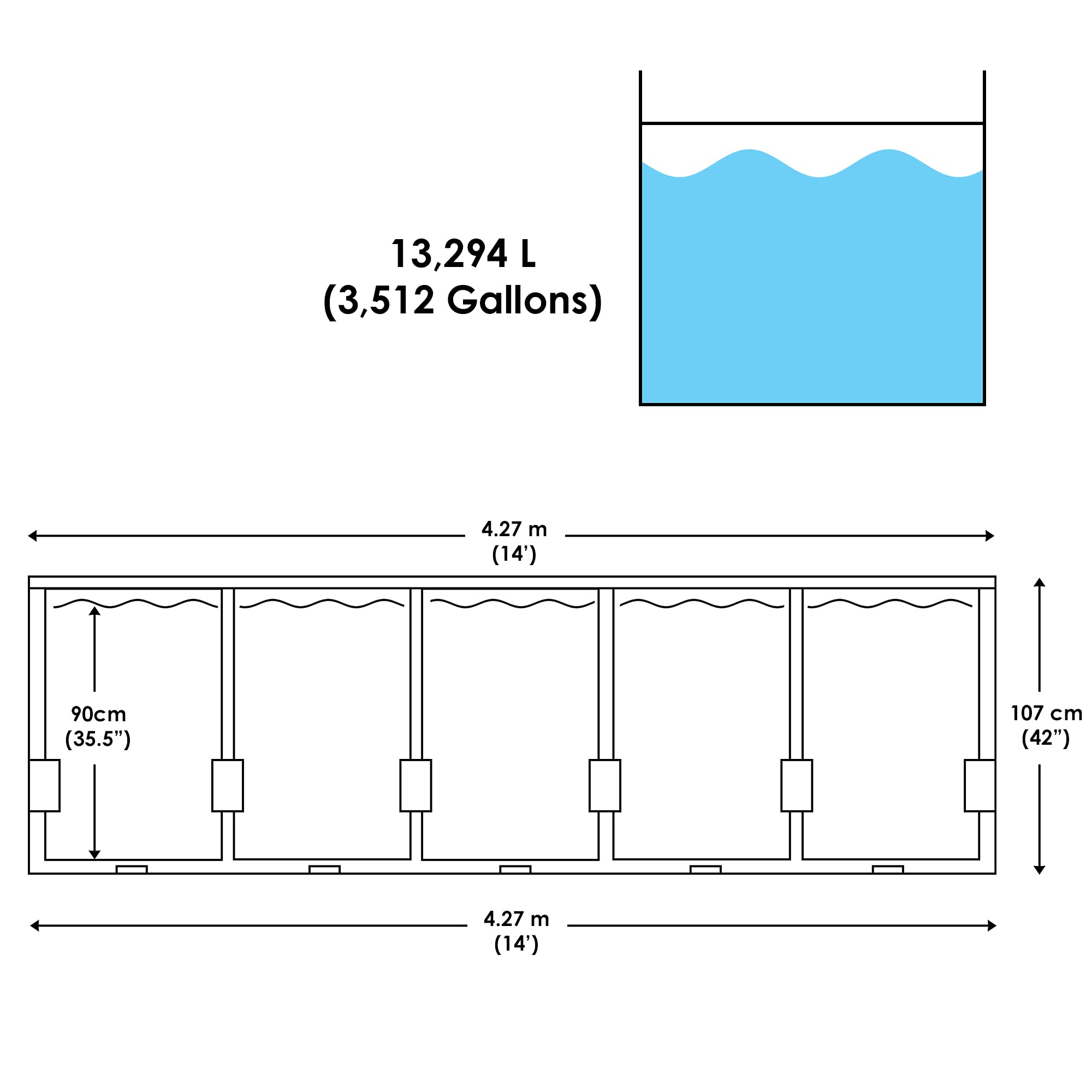 14ft x 42in Rattan Finish Metal Frame Swimming Pool Set