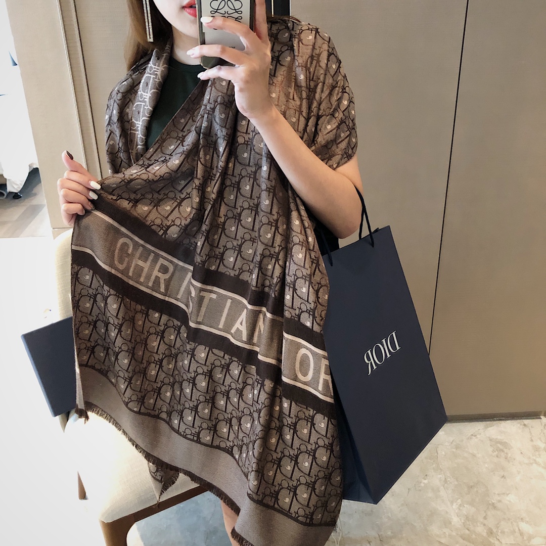 Dior Oblique Scarf Brown and Blue product images