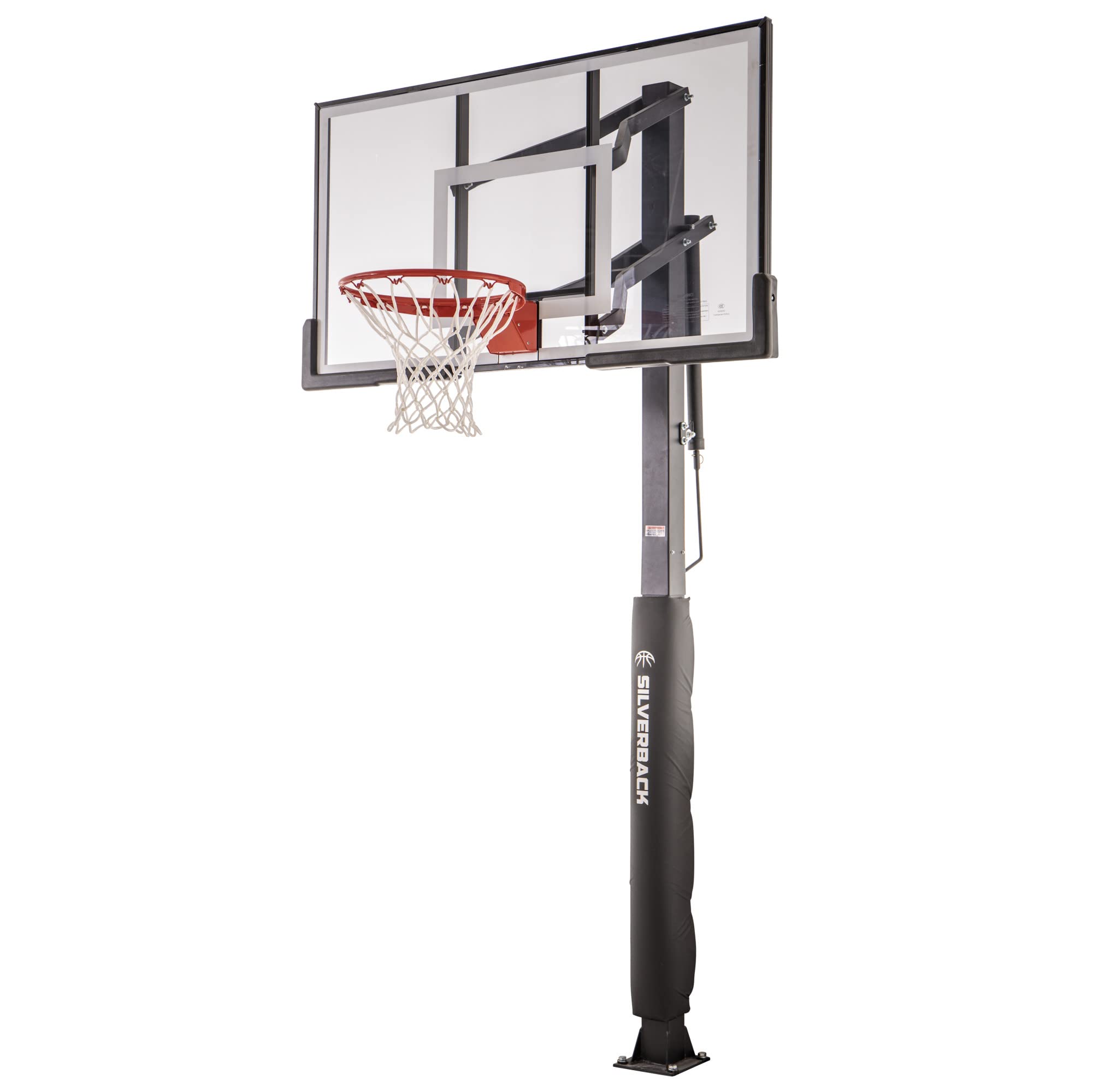 Ground Basketball Hoop with Adjustable-Height Tempered Glass