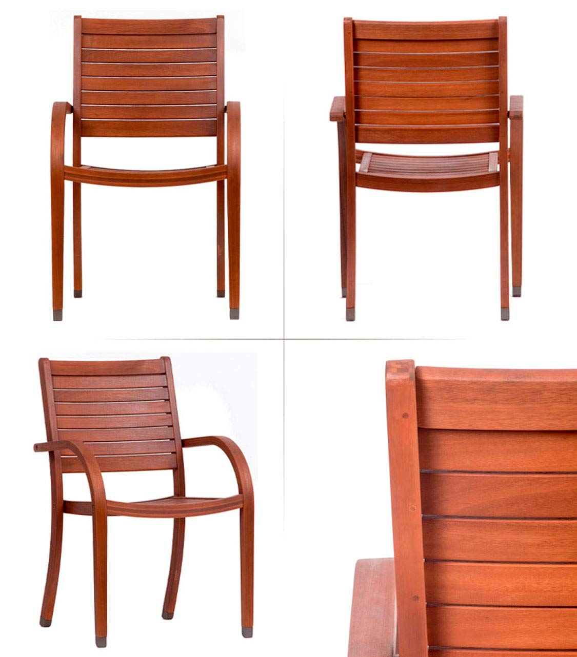 5 Piece Round Patio Dining Set | Eucalyptus Wood