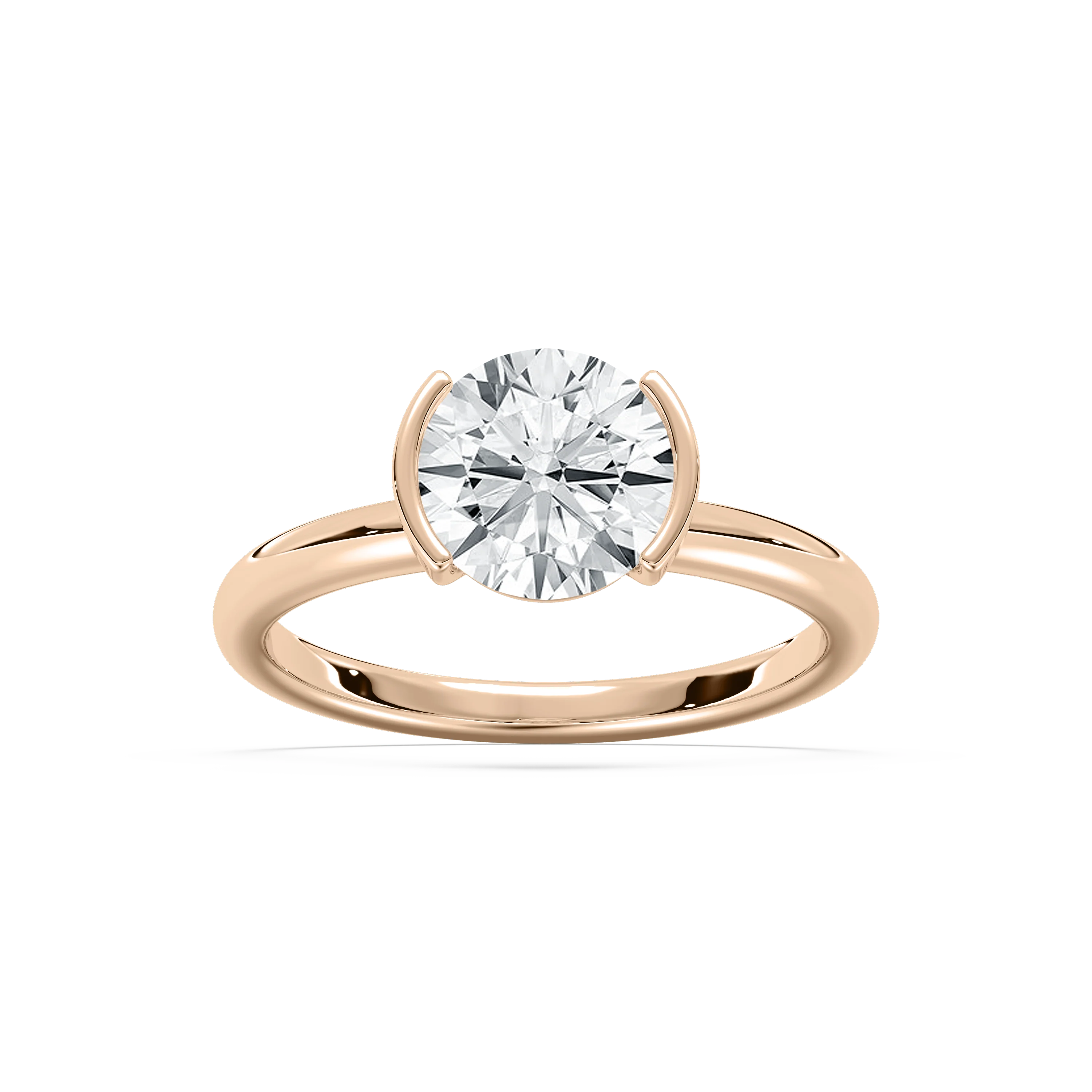 Honor 2 ctw Round Lab Grown Diamond Semi Bezel Solitaire Engagement Ring