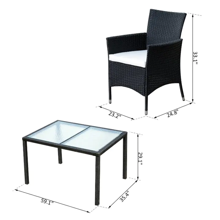 Outsunny 7pcs Rattan Dining Set Wicker Furniture