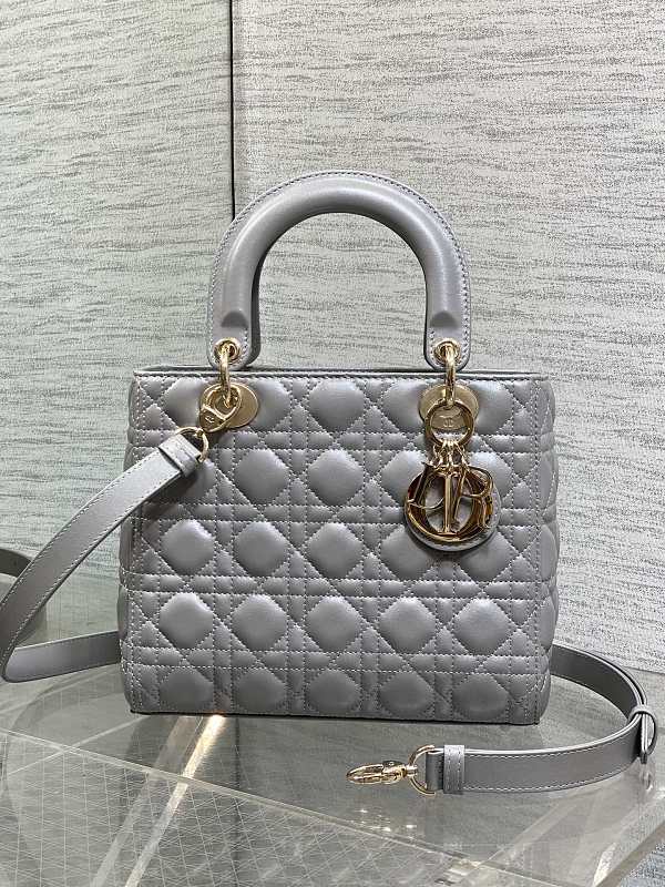 Lady Dior Medium Bag Pearl Gray