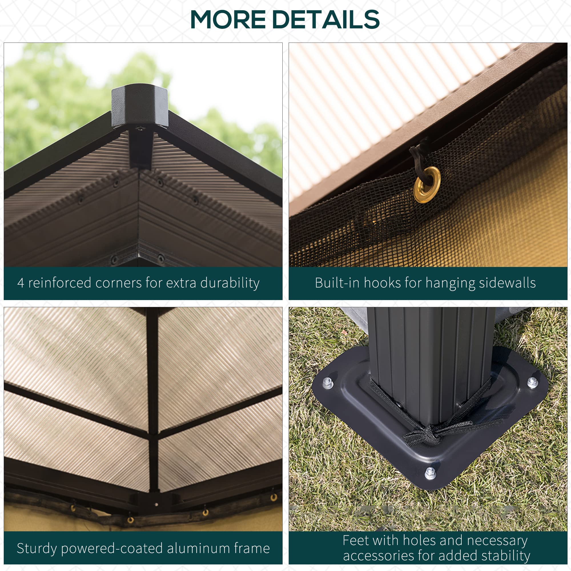 12'L x 10'W Hard Top Gazebo Canopy Sunshelter Waterproof Sun