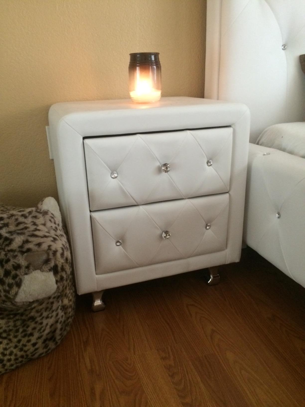 Stella Crystal Tufted Upholstered Modern Nightstand