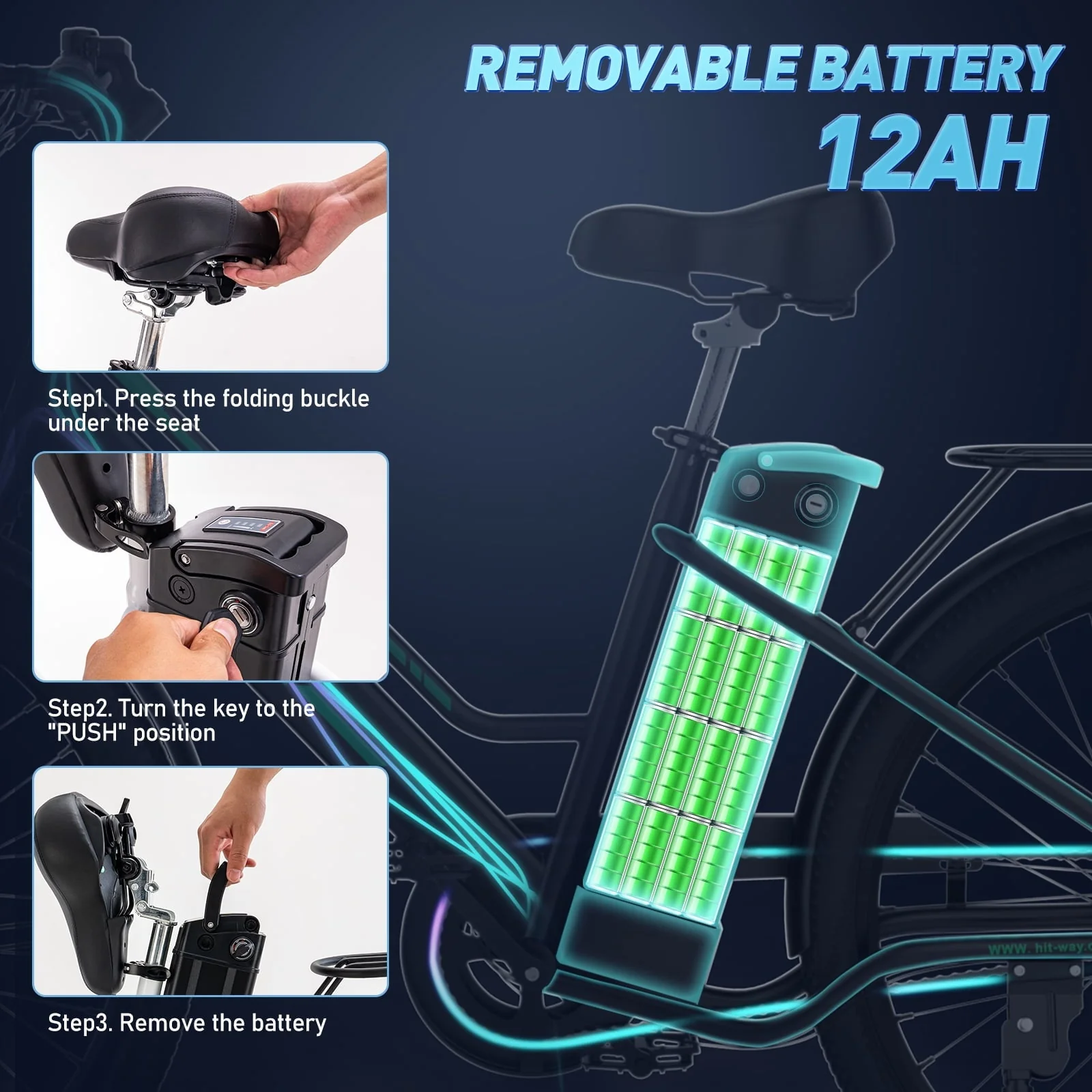 COLORWAY 26in Electric Bike, 500W, 36V 12Ah