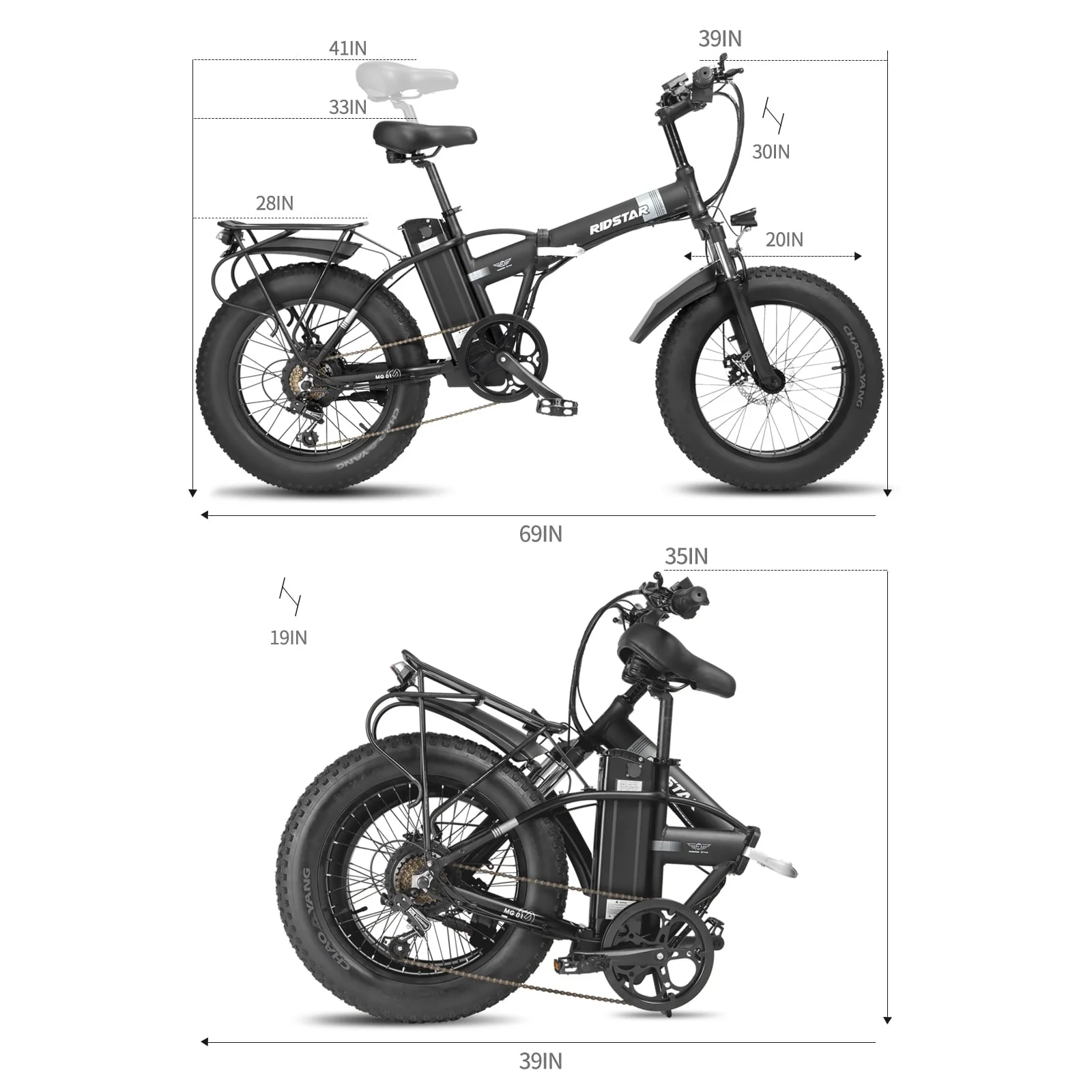 20in Folding Fat Tire Electric Bike, 750W, 48V 14Ah