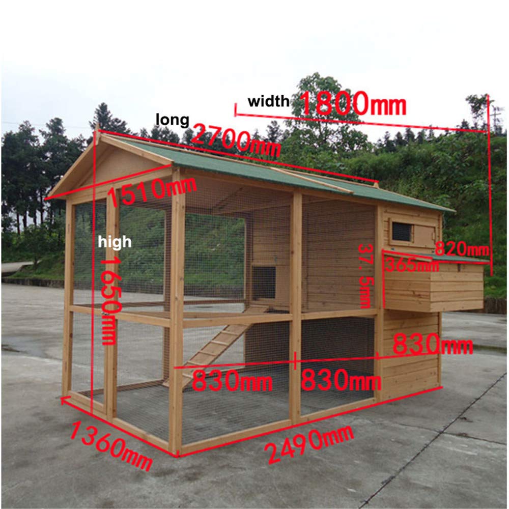 Large Size Fir Wooden Waterproof Roof Green Chicken Coops