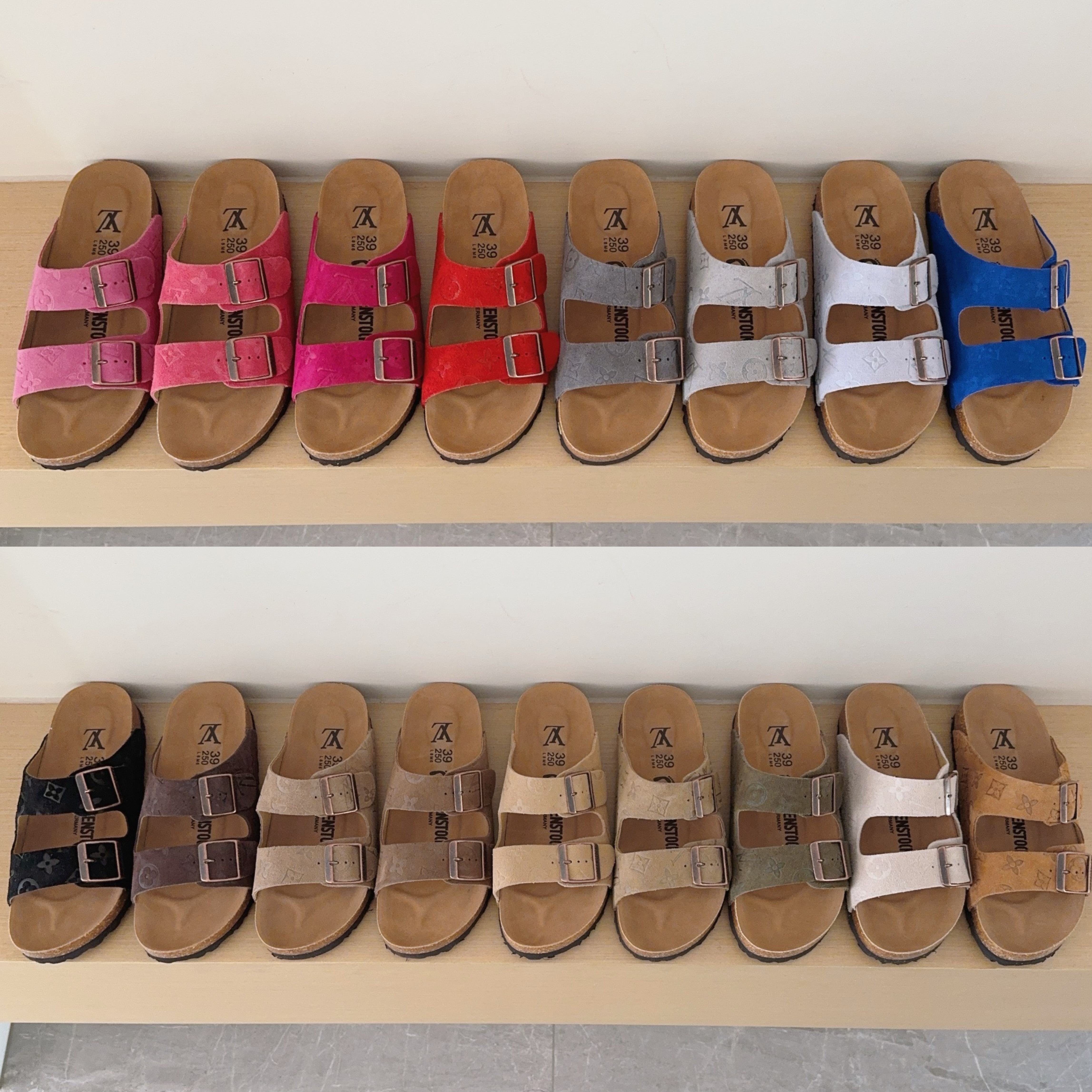 3 D Logo Birken-Style Two-Strap Sandals