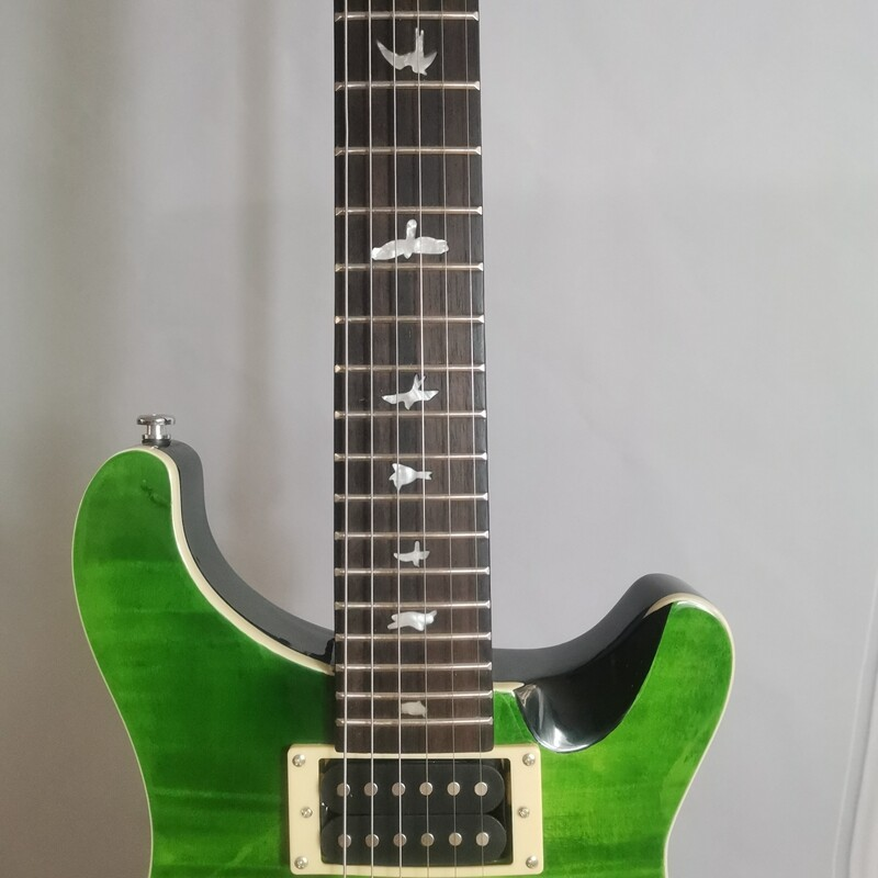 Green Electric Guitar Solid Flam Maple Top Mahogany Body Open HH Pickups 24F Top