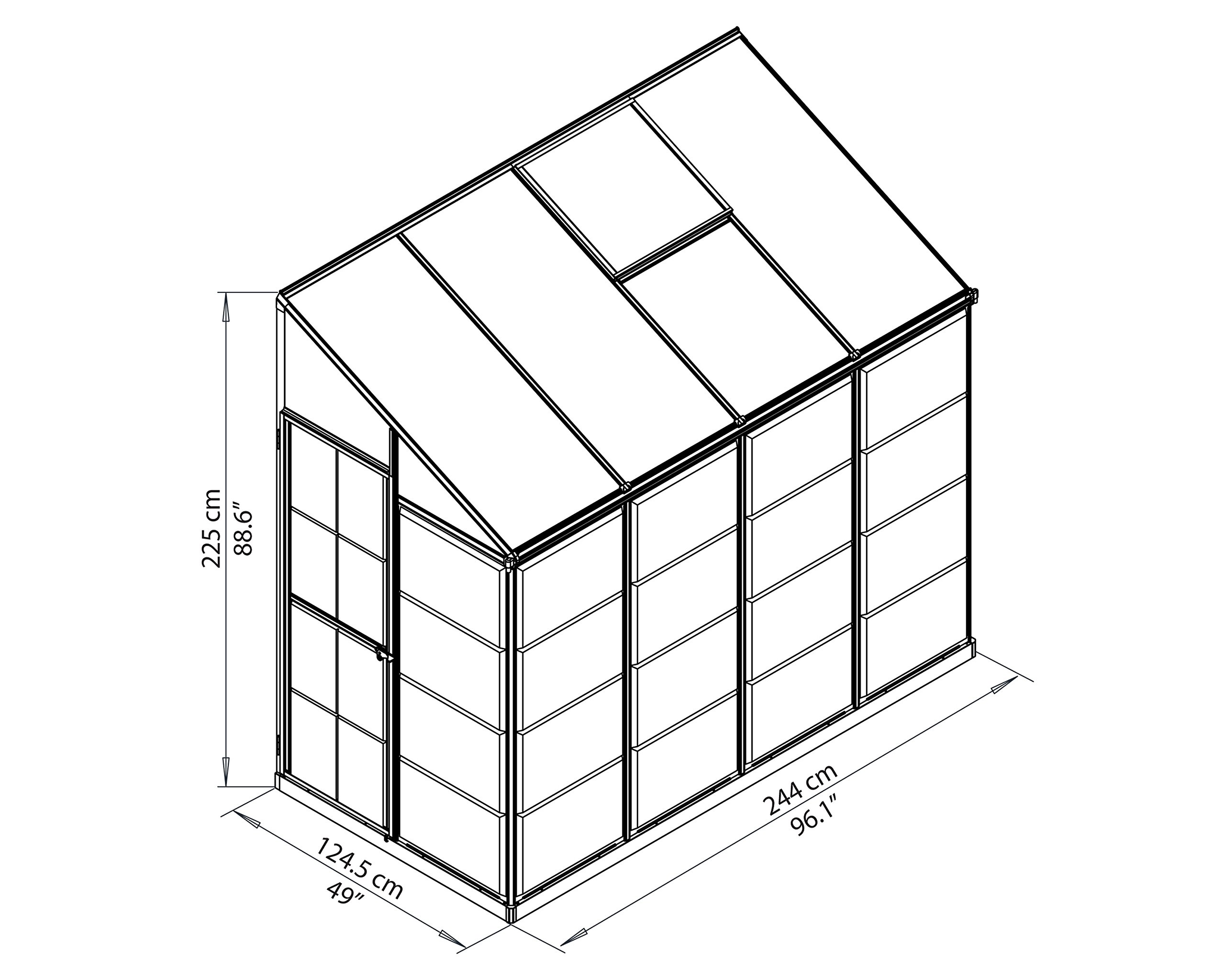 Canopia Hybrid Lean-to Greenhouse - 4' x 8' - Silver