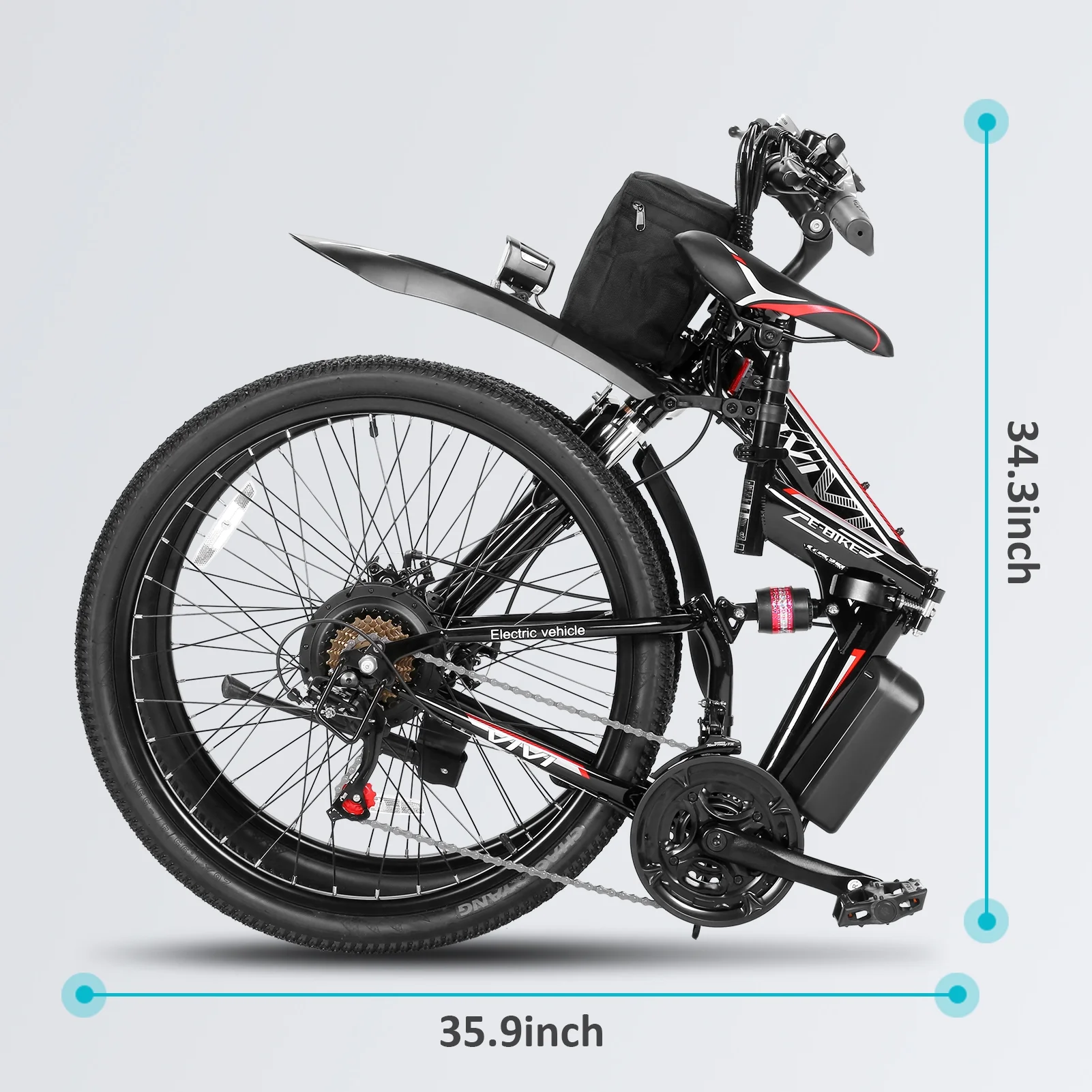 Vivi 26in Folding Electric Mountain Bike, 500W, 21-Speed