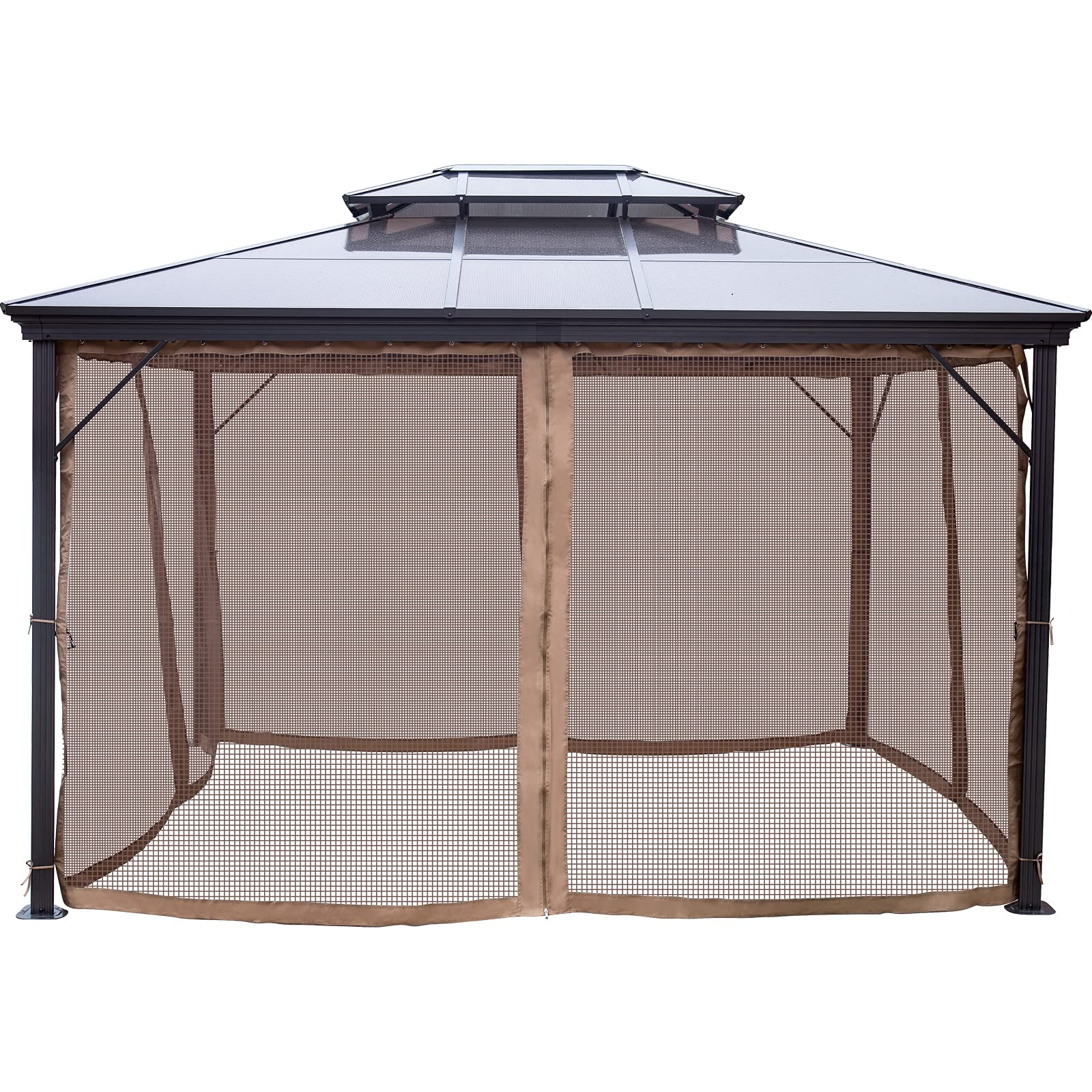 Hard Top Gazebo 10' x 12' with Netting - Metal Gazebo