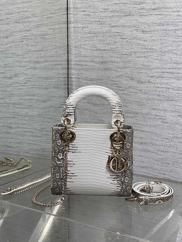 Dior Lady Mini White Cannage Charm Bag
