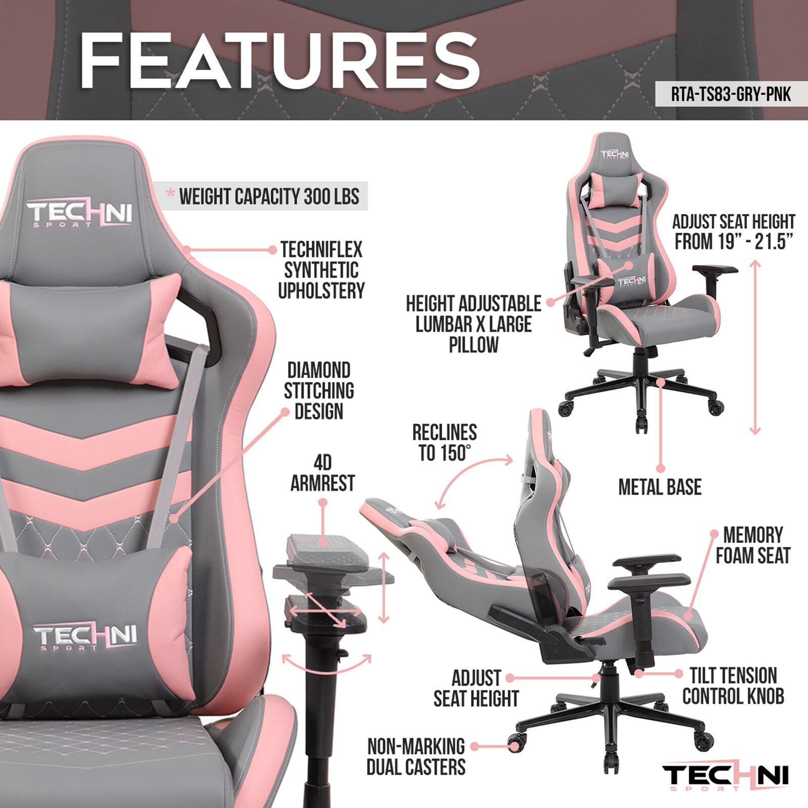 Techni Sport Ergonomic High Back Gaming Chair