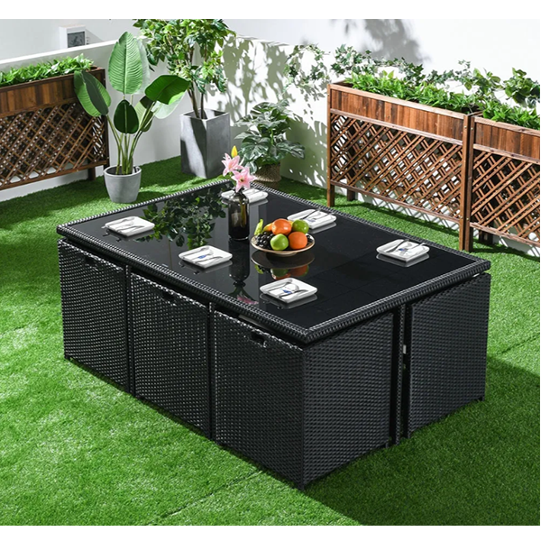 7-Piece Rattan Dining Set Conversation Set with