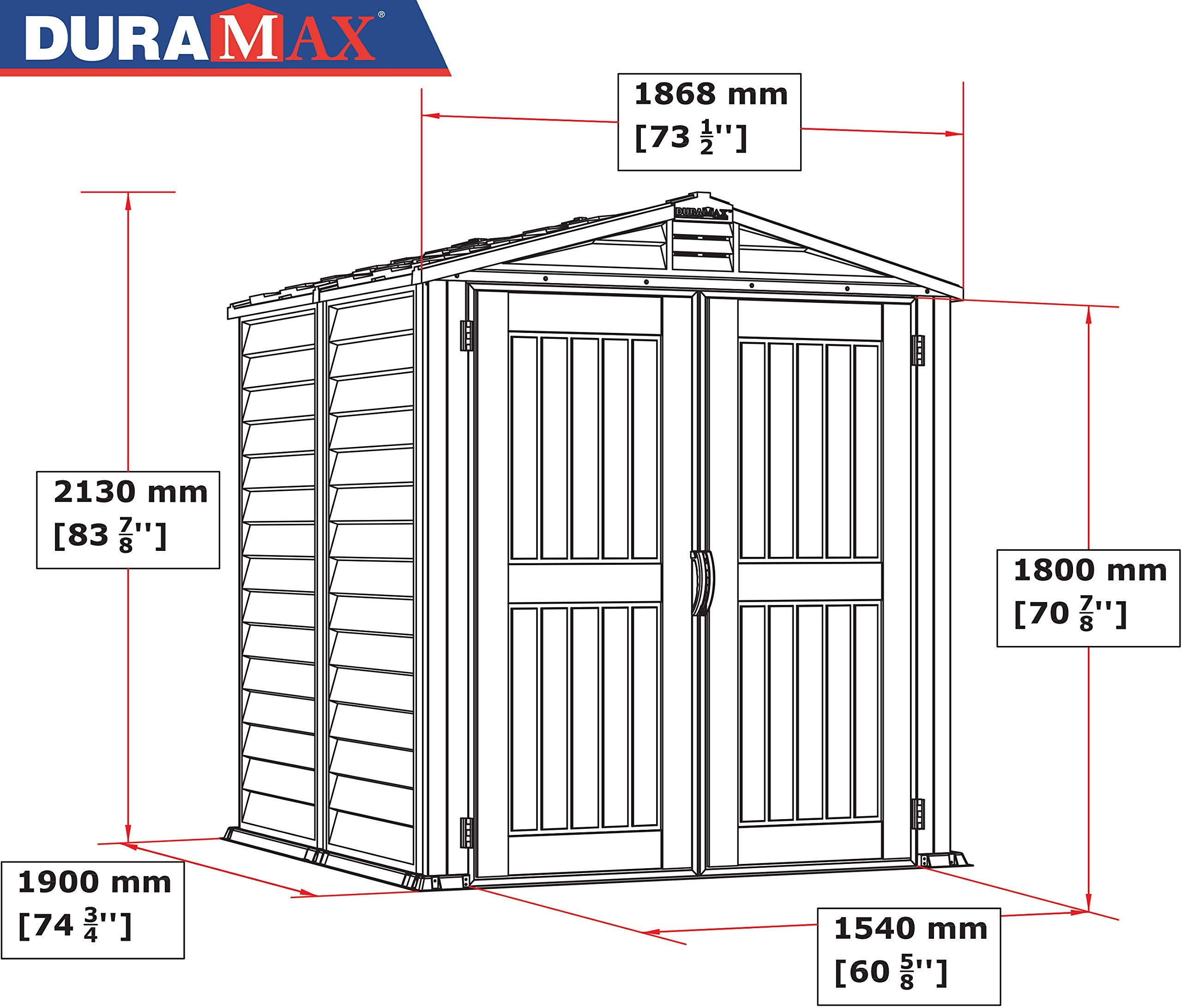 6' x 6' PLUS Plastic Garden Shed with Plastic Floor & Fixed