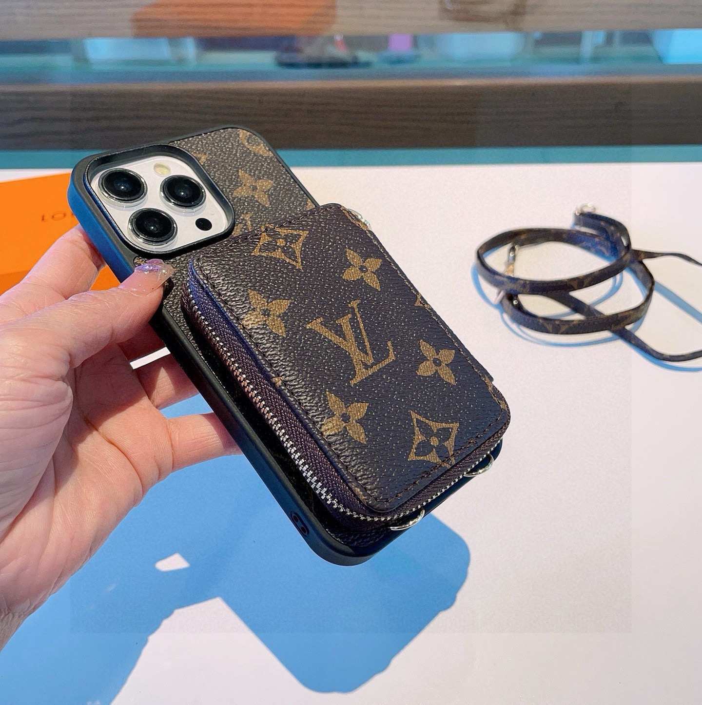 LV Monogram Crossbody Multi-Function Wallet Phone Case with Coin Pocket