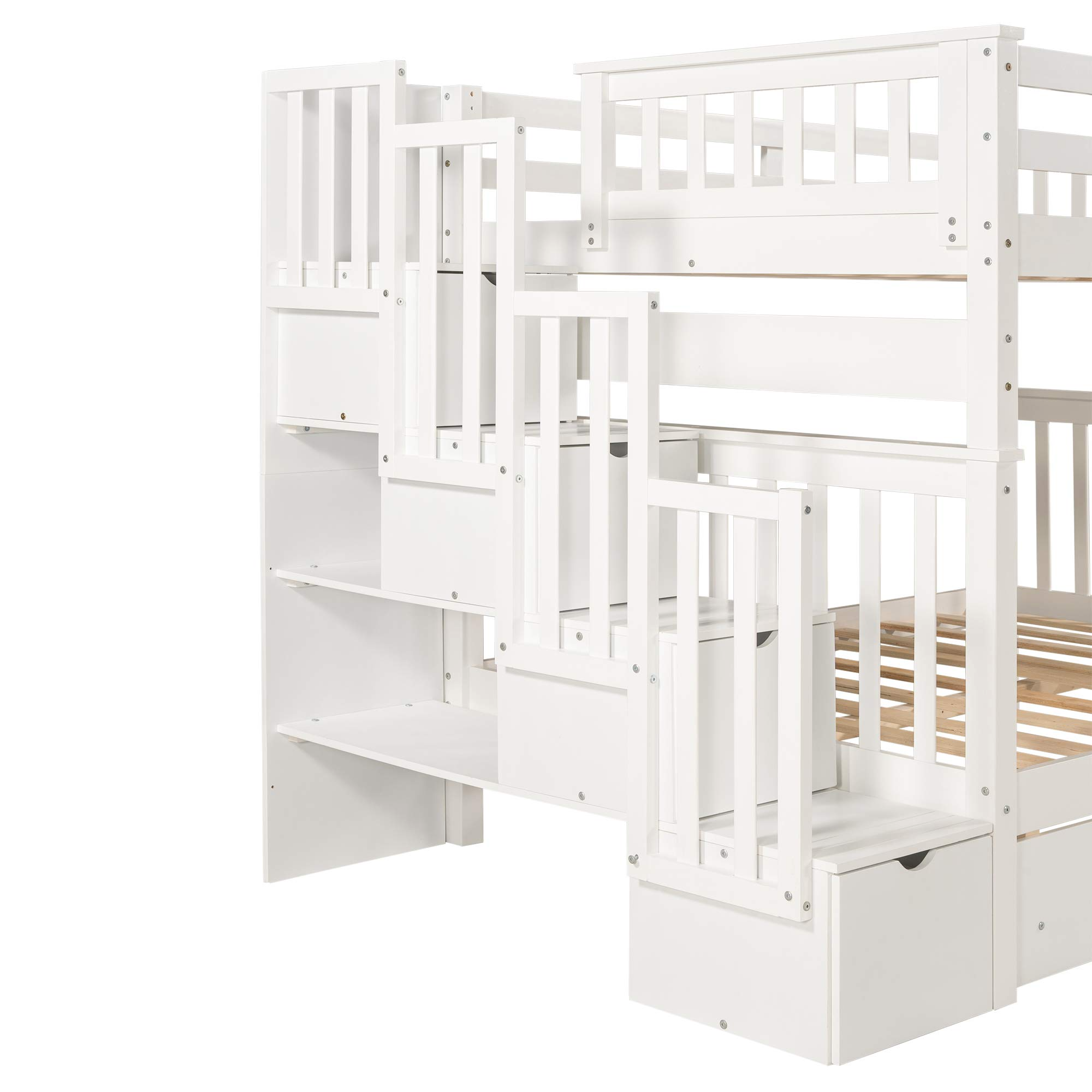 Full Over Full Bunk Bed with Shelves