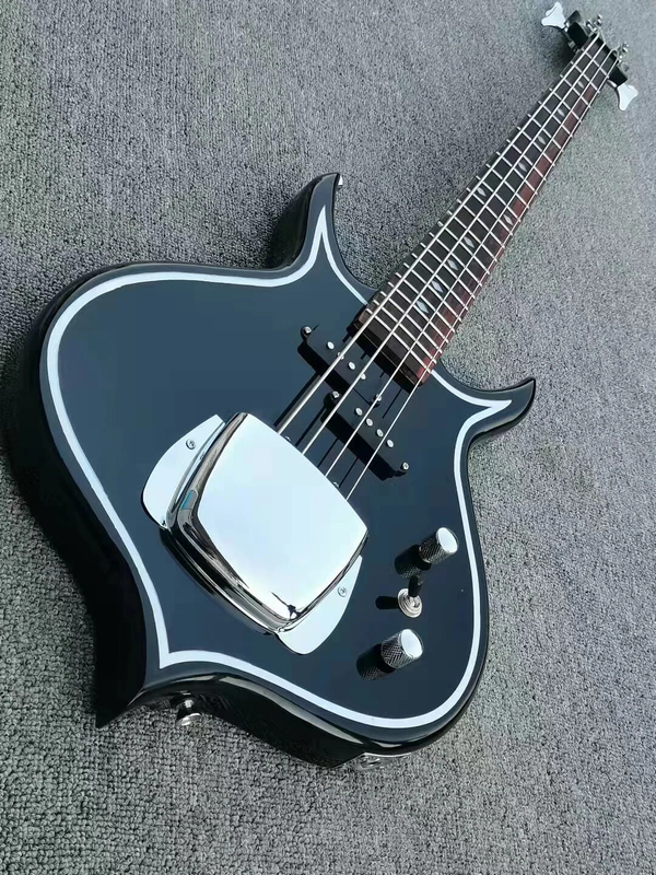 Top 4-string Punisher Kisses Gene Simmons Black AXE Electric Bass Guitar Peach