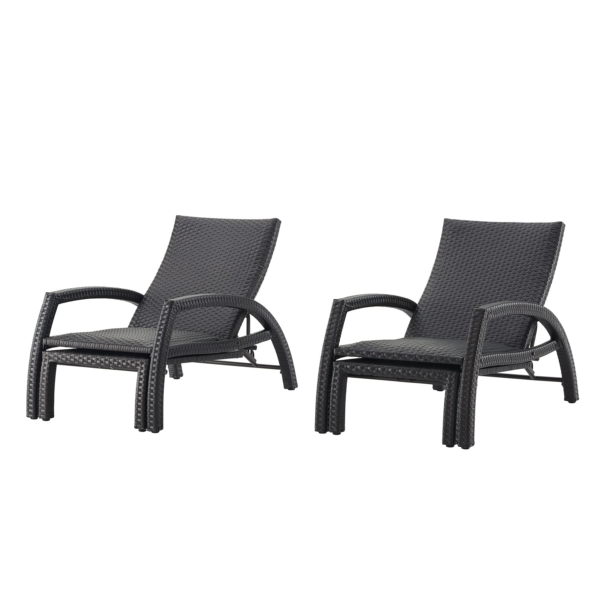 Outdoor Wicker Convertible Chaise Lounge Patio Woven Padded