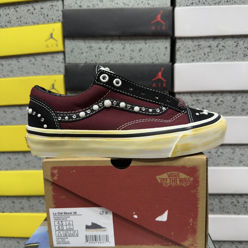 Vans Old Skool Dark Red Black Vintage Pearl