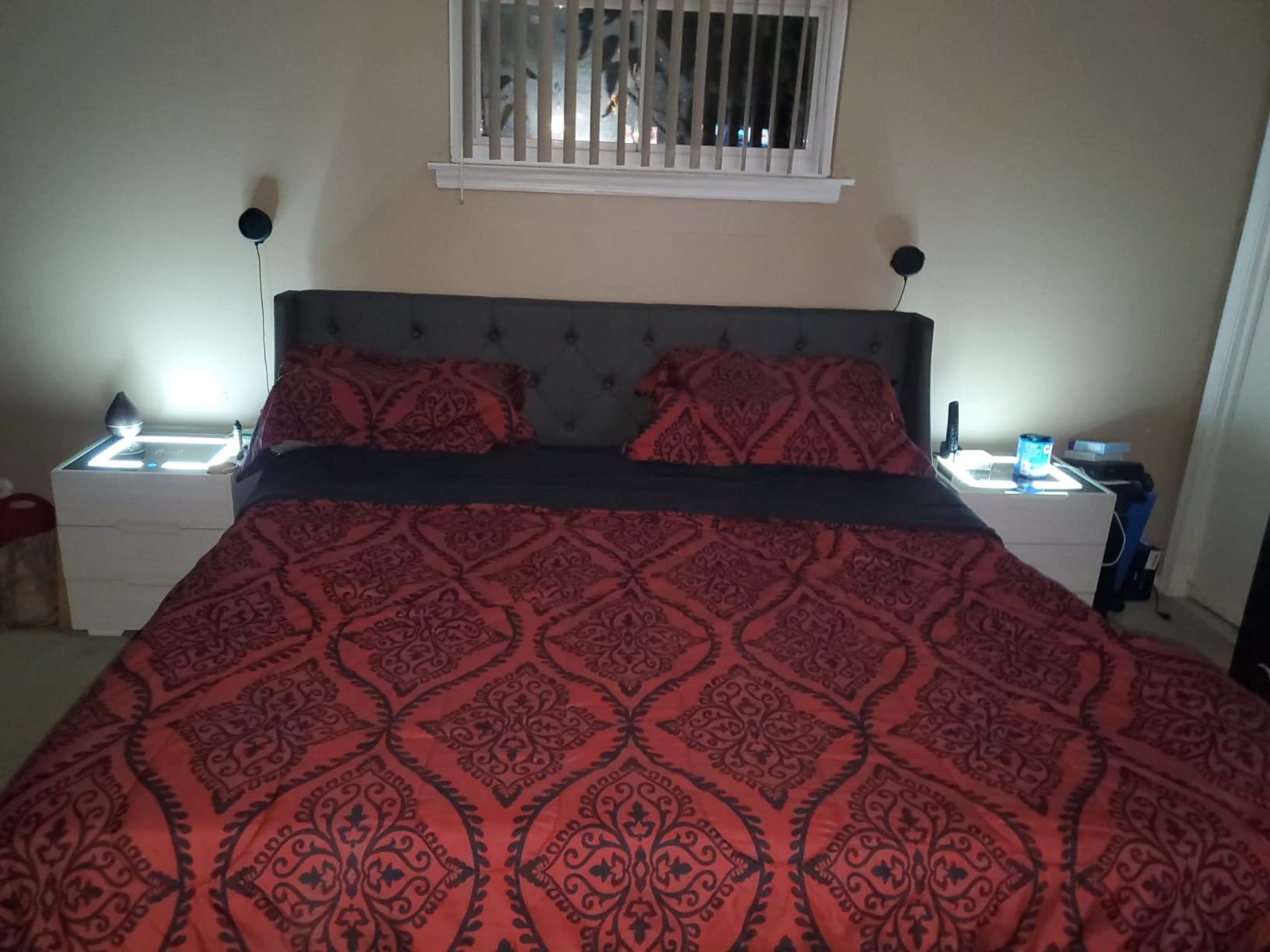 Nightstands Wireless Charging Station and LED Lights