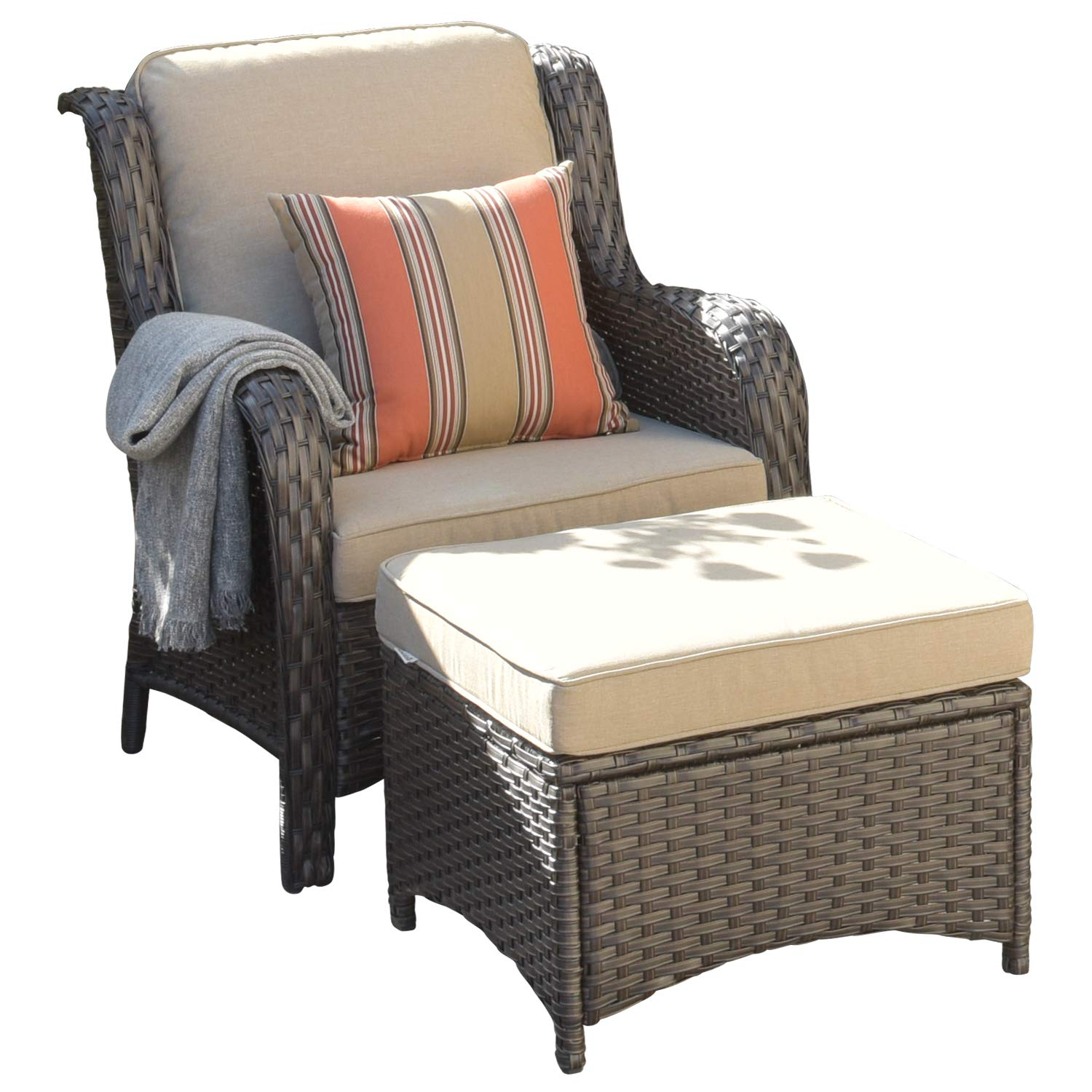 Patio Furniture Conversation Wicker 6 Pcs High Back Sofa w