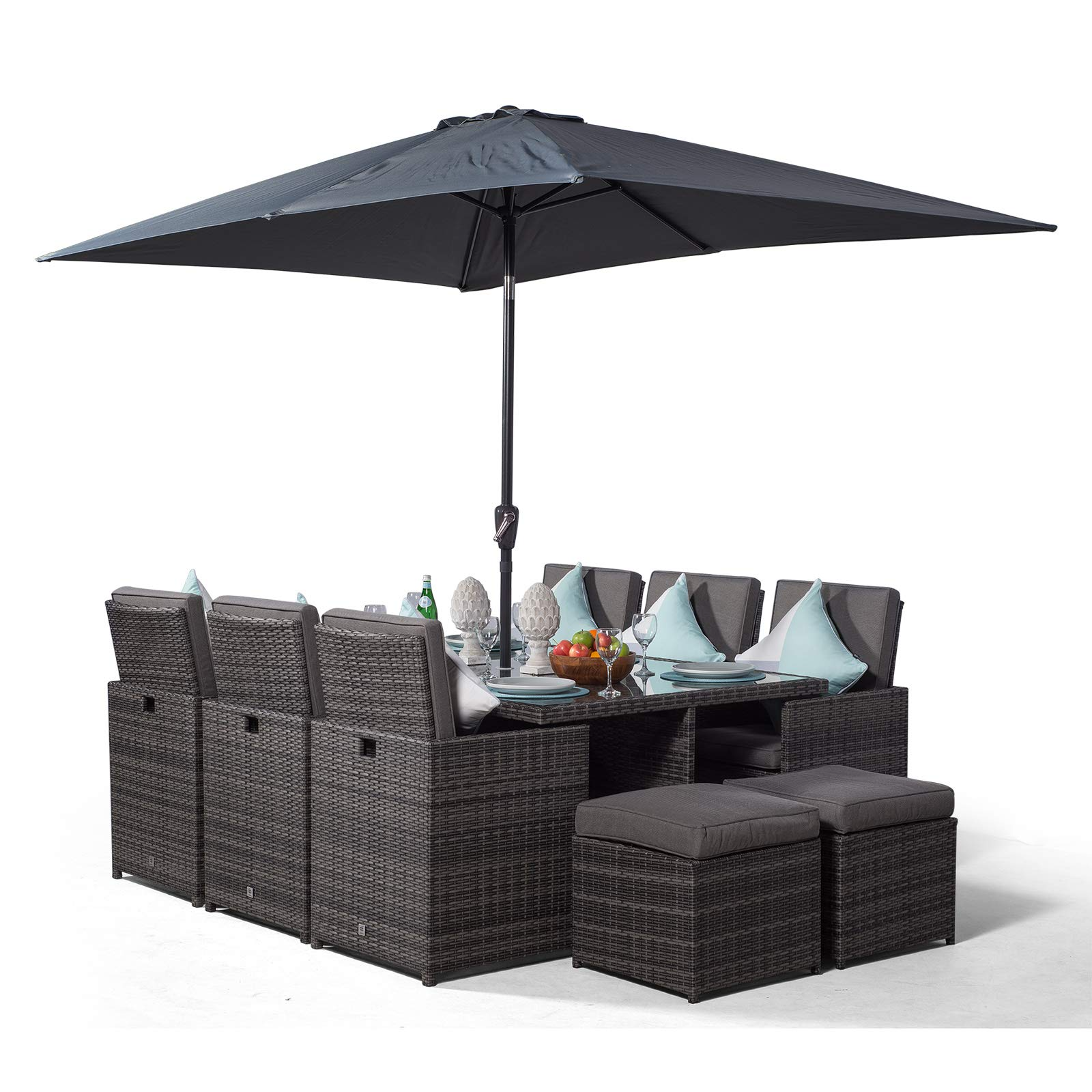 Cube Rattan Garden Furniture Set Chairs Sofa Stool Table Patio