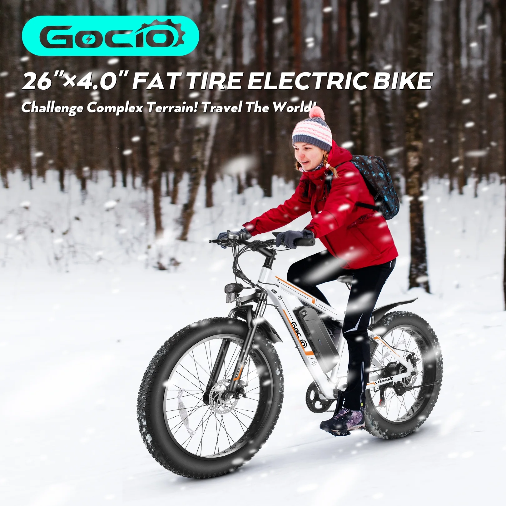 Gocio 26in Fat Tire Electric Mountain Bike, 500W, 48V 13Ah