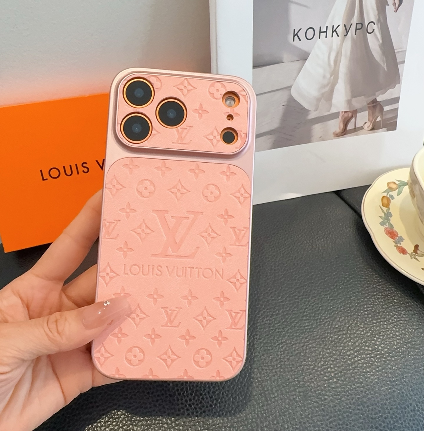 Louis Vuitton Embossed Monogram Full Cover Luxury Phone Case