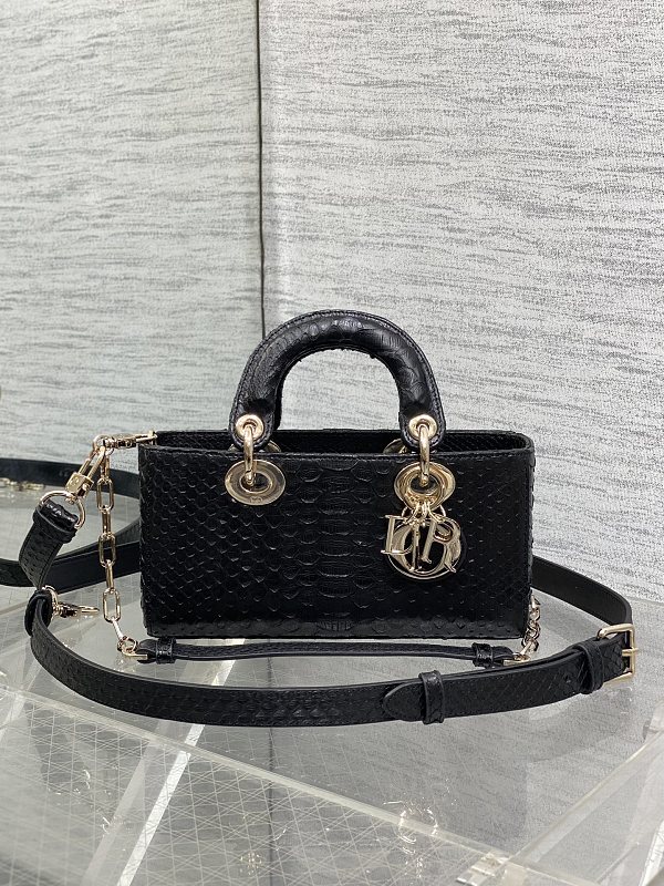 Lady D-Joy Bag Medium Black Python