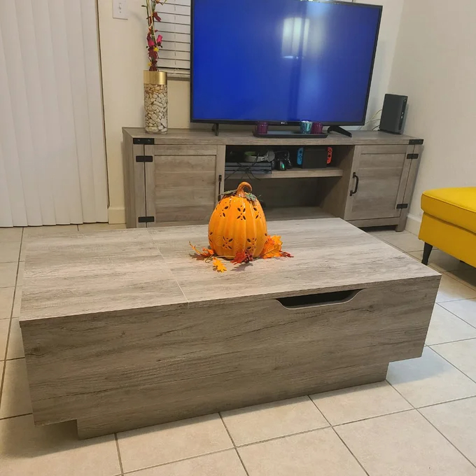 Kianna Lift Top Block Coffee Table with Storage