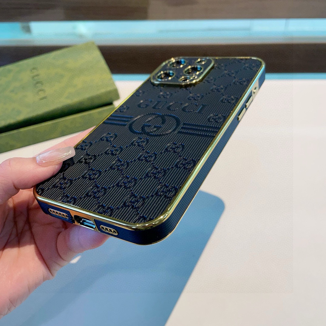 Gucci Electroplated Side Embossed Phone Case | Full Coverage Precision Cutout