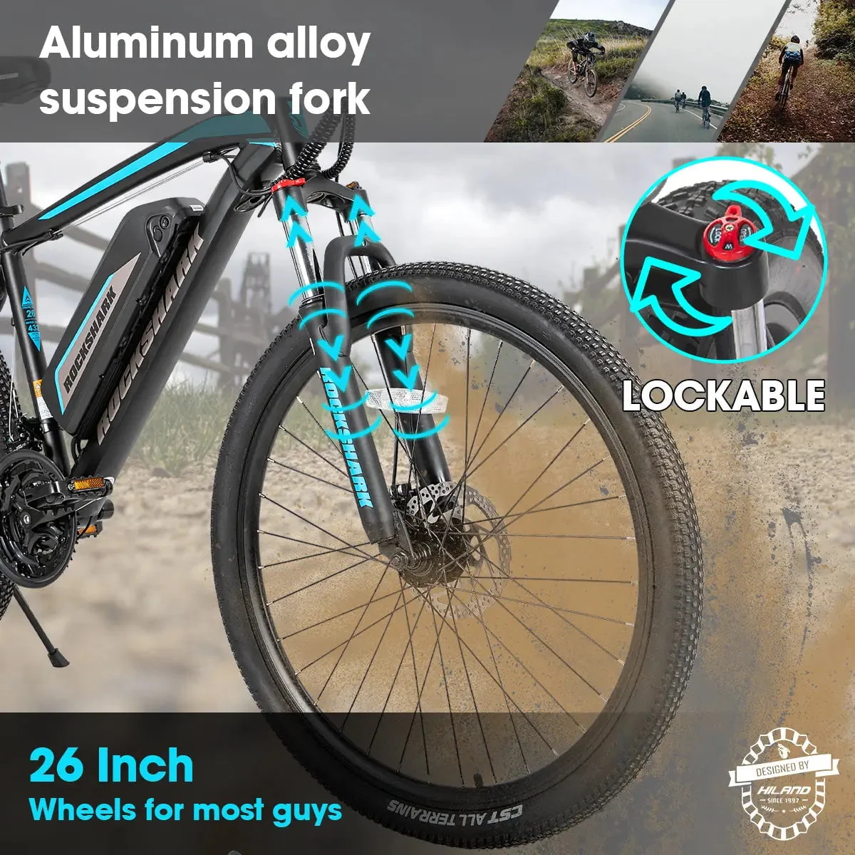 Hiland Rockshark Electric Mountain Bike, 350W, 36V 10.4Ah