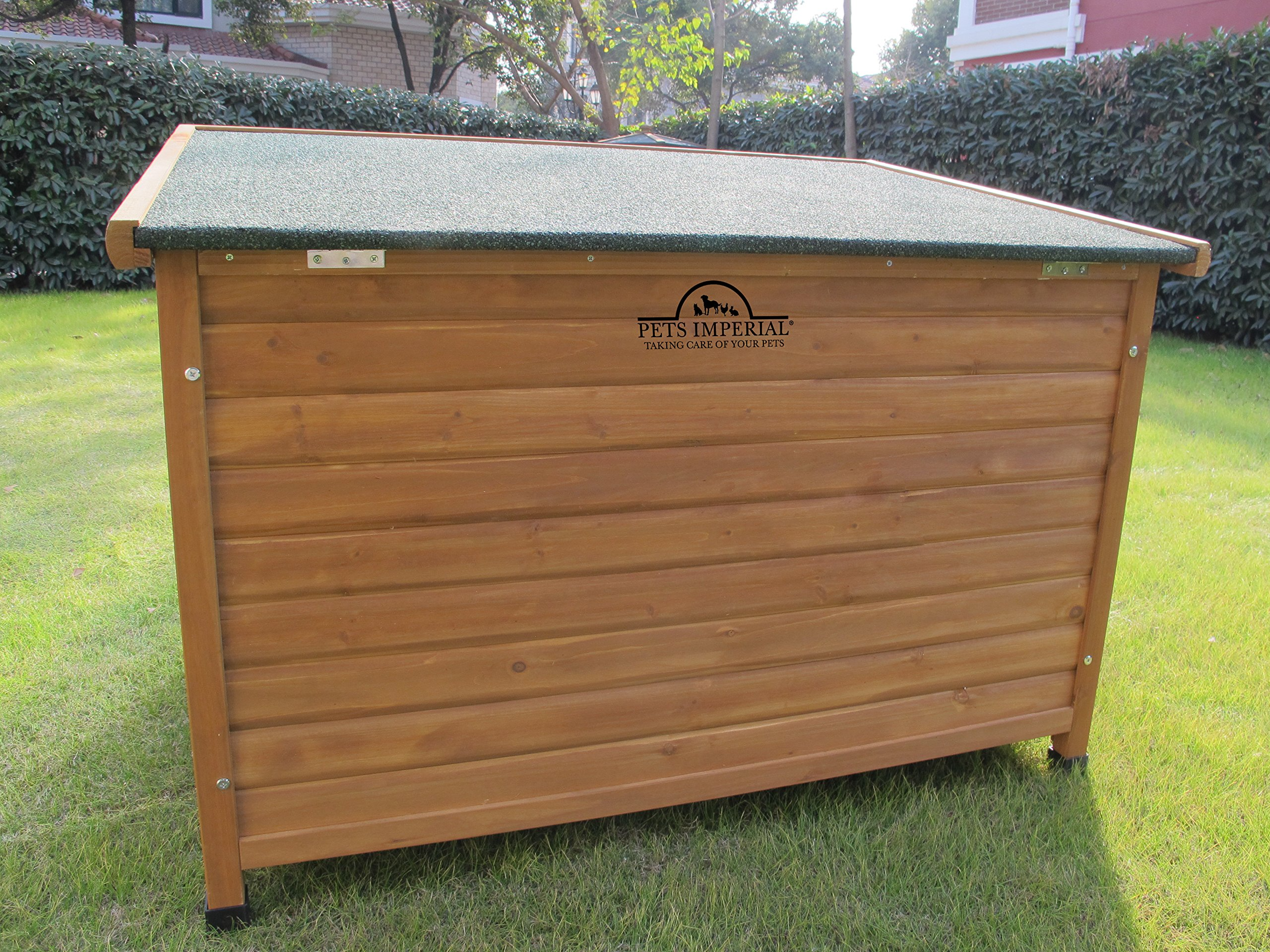 Insulated Wooden Dog Kennel Cedar Color with Support Rails and