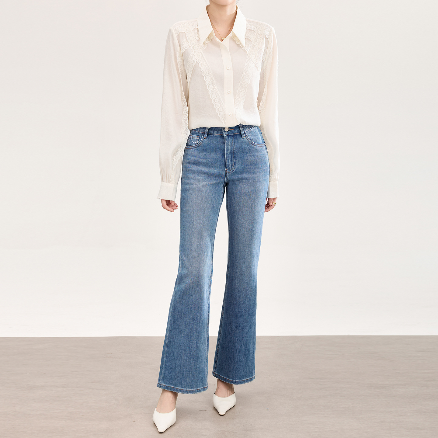 Slim Fit Denim Micro Flared Pants Women's Spring High Waist Elastic Cotton Stretch Jeans