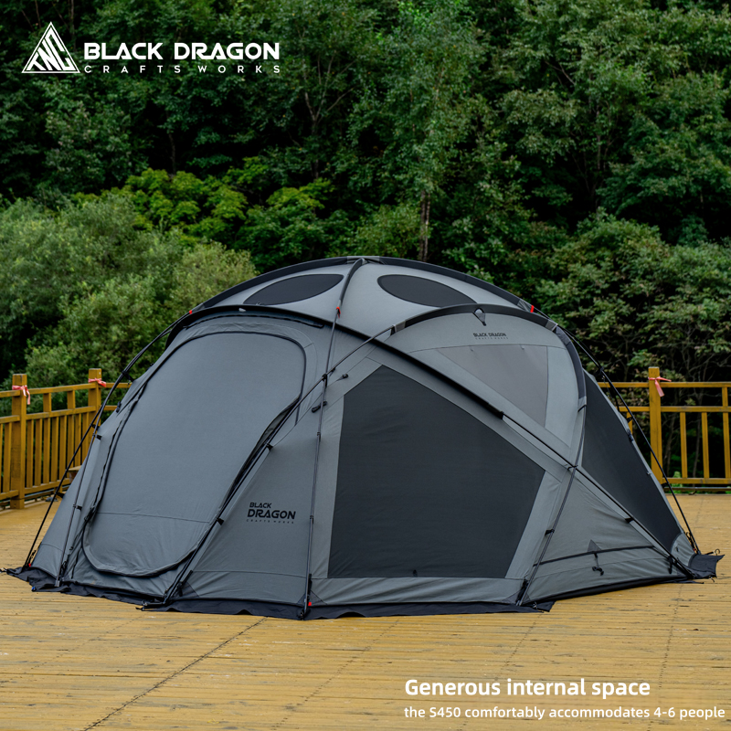 BLACK DRAGON S450 Cotton Canvas Tent Spherical Dome, Large Space, Windproof and Rainproof